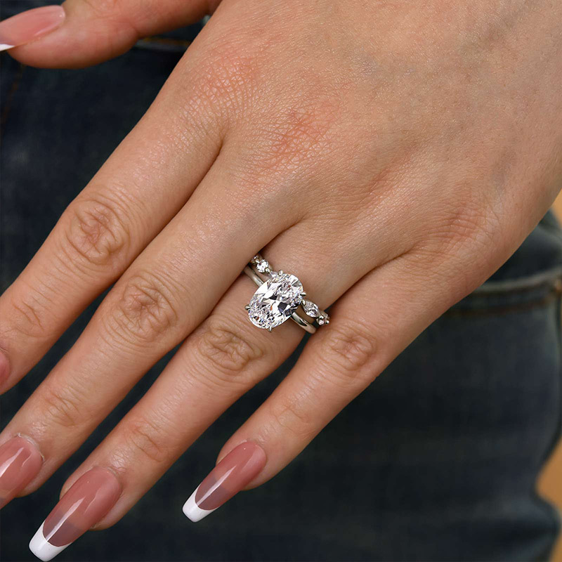 Timeless Oval Cut Wedding Ring Set For Women-Sterling Silver-lornajewelry