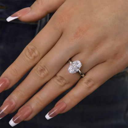 3.5Ct Luxury Yellow Gold Crushed Ice Oval Cut Engagement Ring-Sterling Silver-lornajewelry