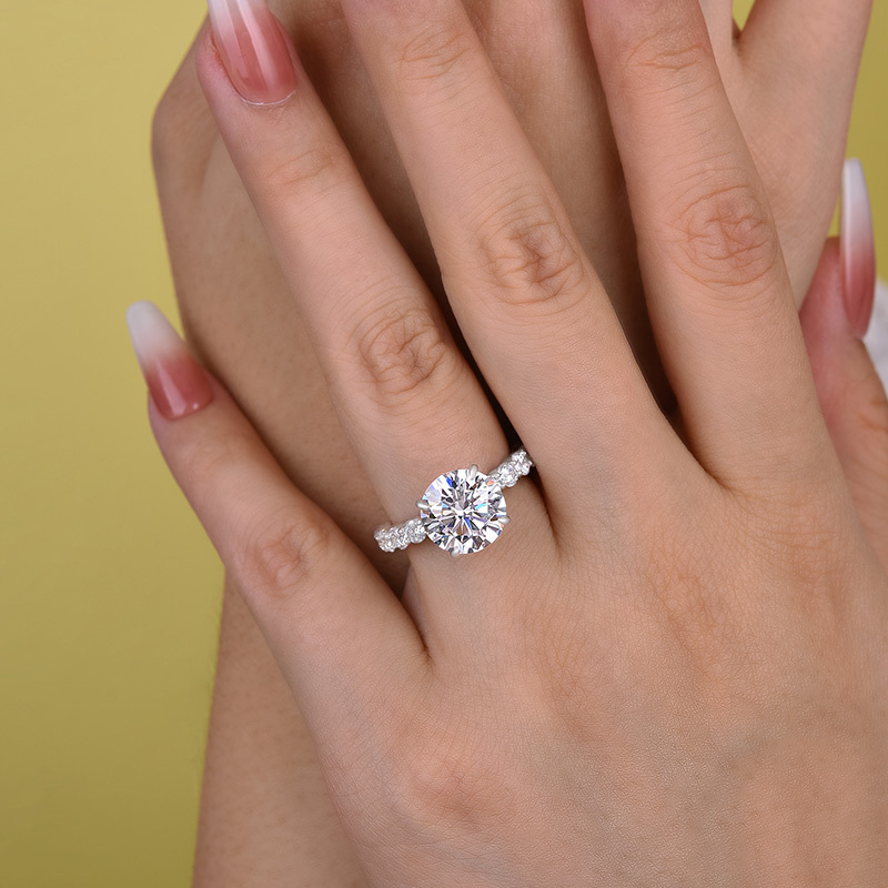 3.5Ct Elegant Round Cut Engagement Ring For Women In Sterling Silver-Sterling Silver-lornajewelry