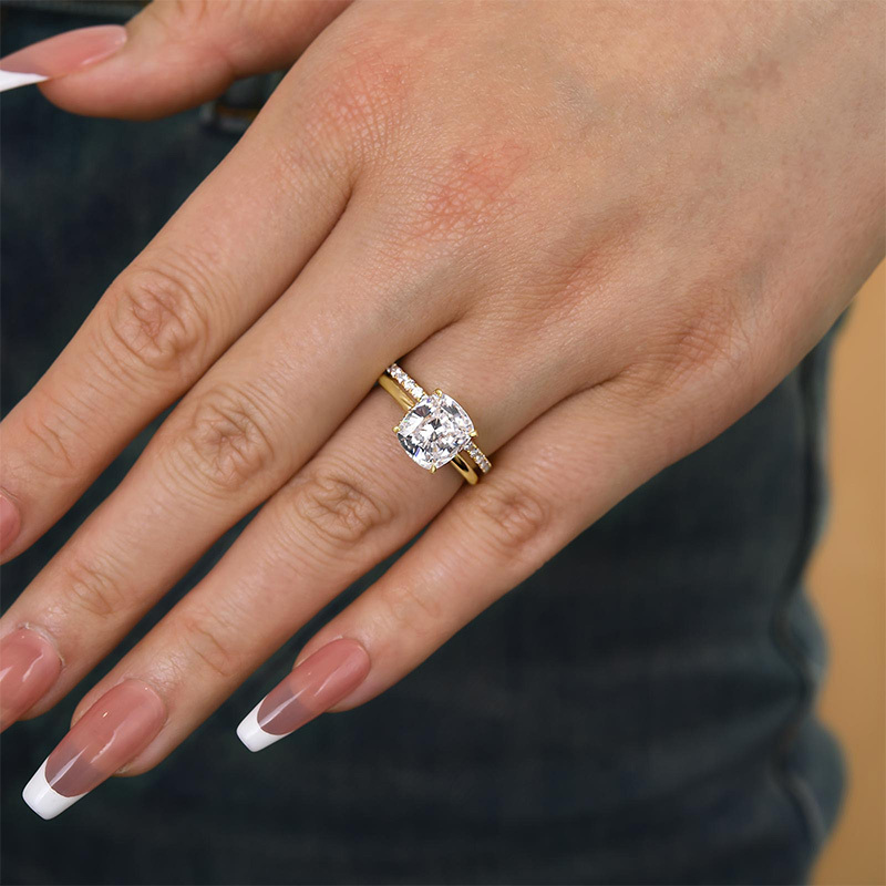 Classic 3.0 Carat Cushion Cut Bridal Set In Sterling Silver-Sterling Silver-lornajewelry