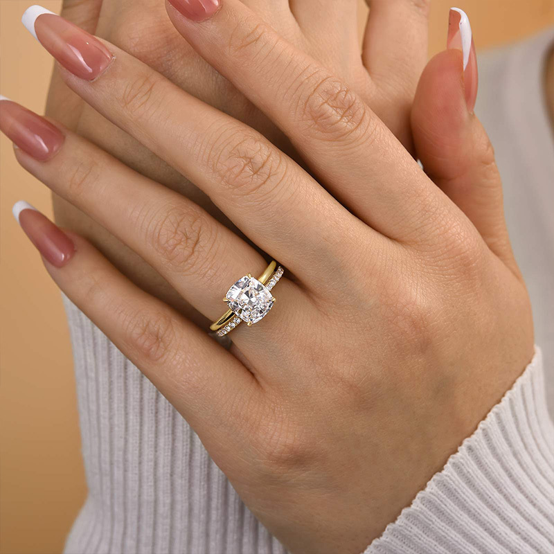 Classic 3.0 Carat Cushion Cut Bridal Set In Sterling Silver-Sterling Silver-lornajewelry