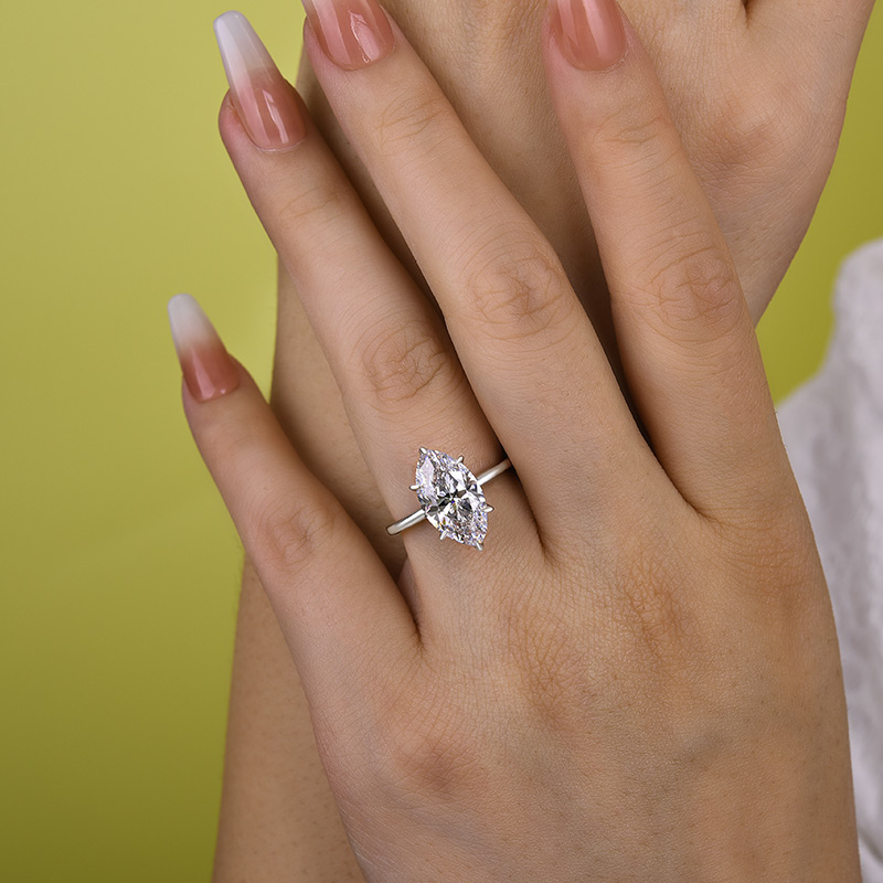 3.5Ct Fashion Marquise Cut Women's Engagement Ring In Sterling Silver-Sterling Silver-lornajewelry