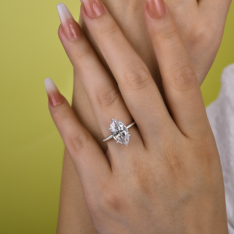 3.5Ct Fashion Marquise Cut Women's Engagement Ring In Sterling Silver-Sterling Silver-lornajewelry