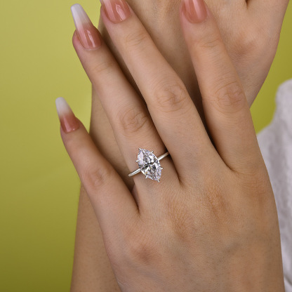 3.5Ct Fashion Marquise Cut Women's Engagement Ring In Sterling Silver-Sterling Silver-lornajewelry