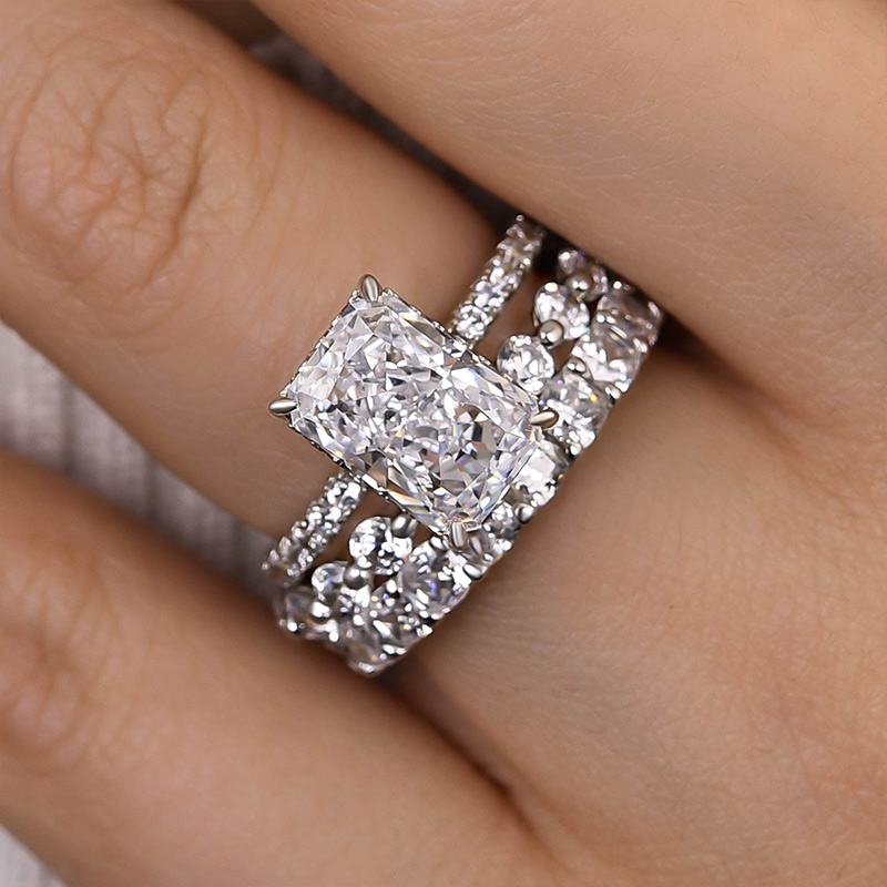 Enchanting Radiant Cut 3PC Wedding Ring Set-Sterling Silver-lornajewelry