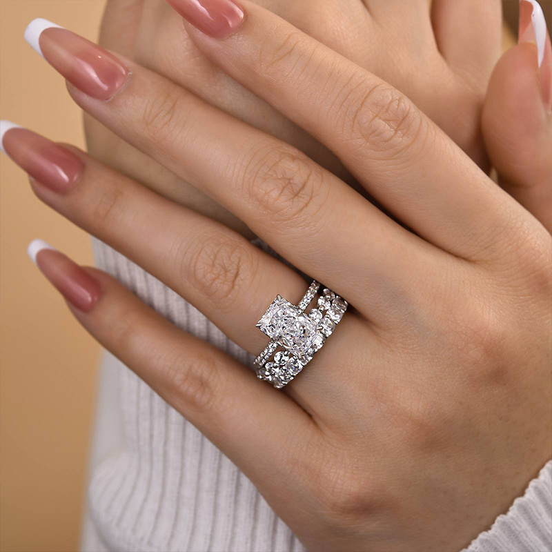 Enchanting Radiant Cut 3PC Wedding Ring Set-Sterling Silver-lornajewelry