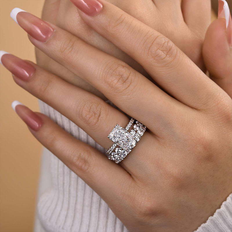 Enchanting Radiant Cut 3PC Wedding Ring Set-Sterling Silver-lornajewelry