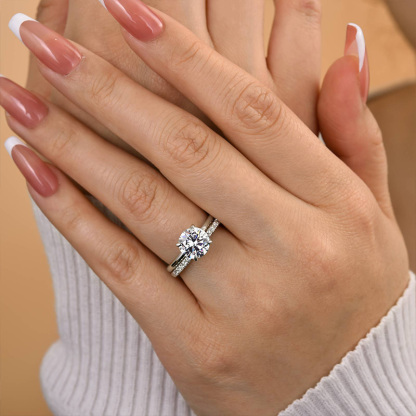 Classic Round Cut s Bridal Ring Set-Sterling Silver-lornajewelry