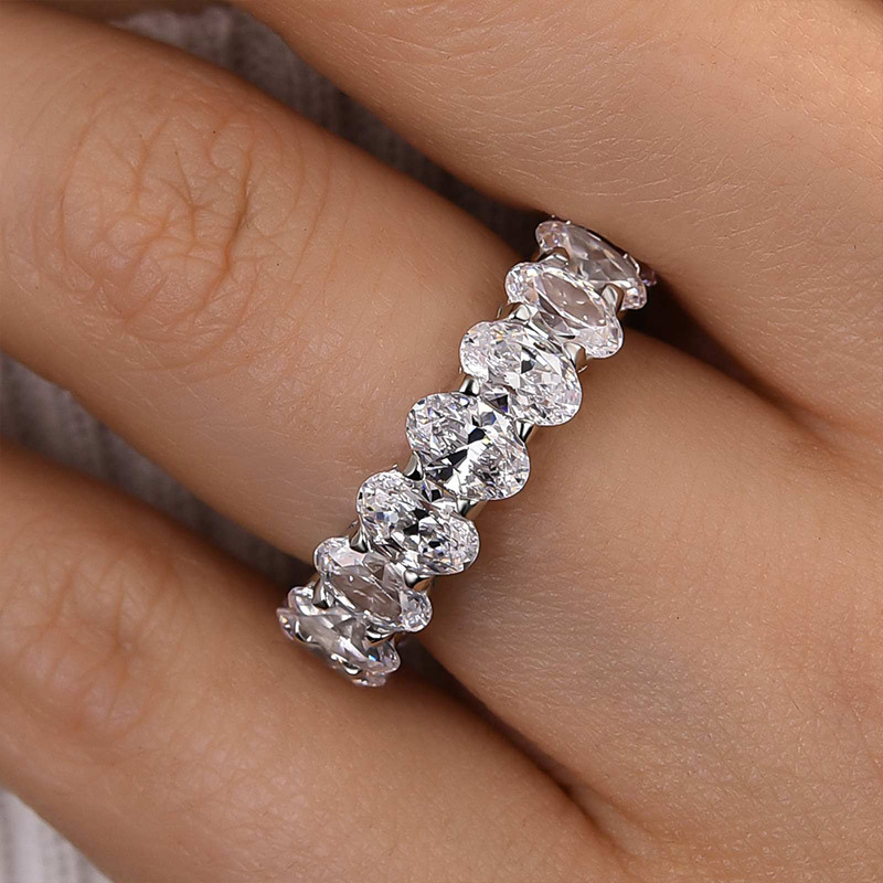 Eternity Oval Cut s Wedding Band-Sterling Silver-lornajewelry