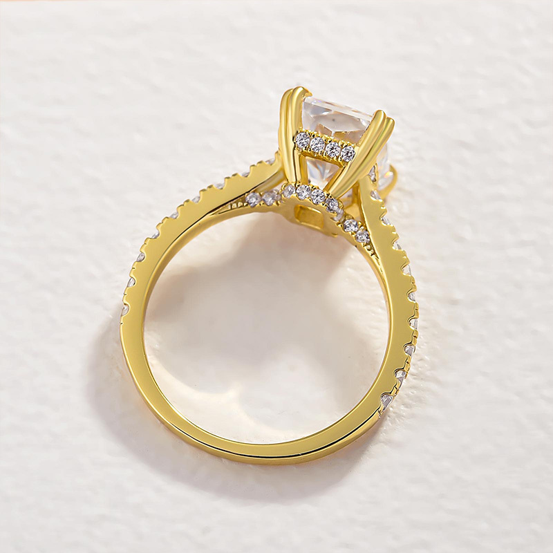3.5Ct Stunning Yellow Gold Radiant Cut  Engagement Ring In Sterling Silver-Sterling Silver-lornajewelry