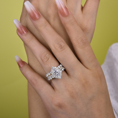 Oval Cut  3PC Wedding Ring Set In Sterling Silver-Sterling Silver-lornajewelry