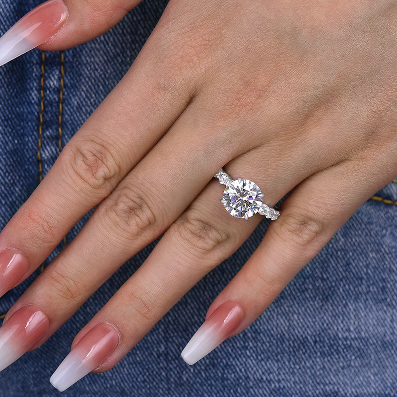 3.5Ct Elegant Round Cut Engagement Ring For Women In Sterling Silver-Sterling Silver-lornajewelry