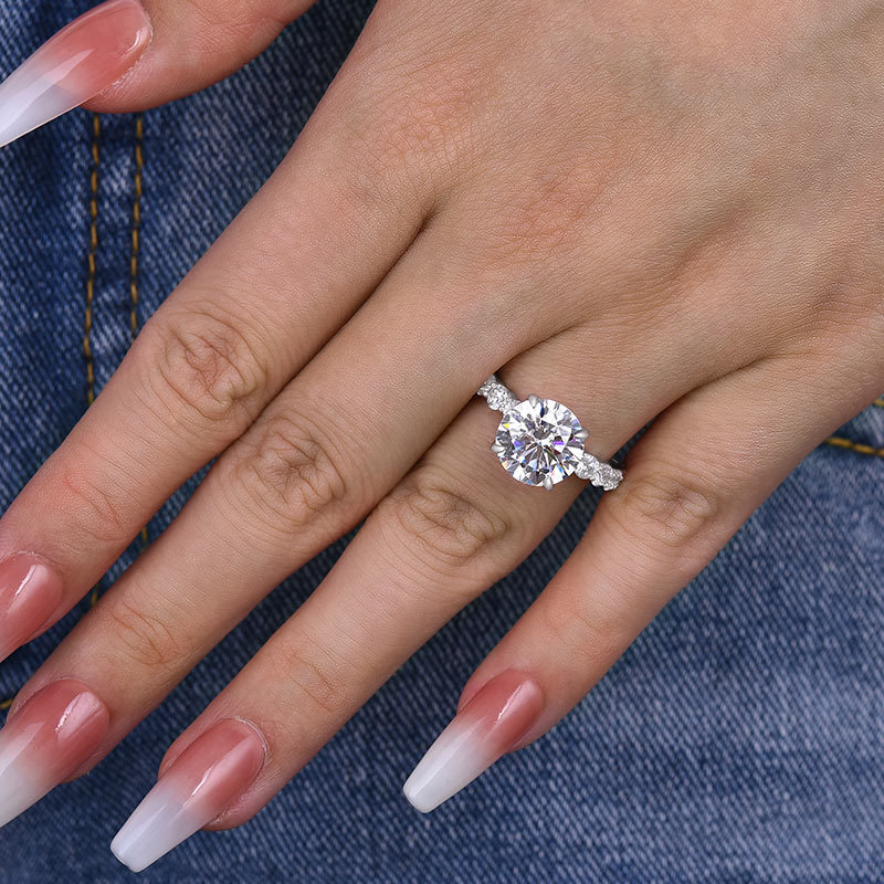 3.5Ct Elegant Round Cut Engagement Ring For Women In Sterling Silver-Sterling Silver-lornajewelry