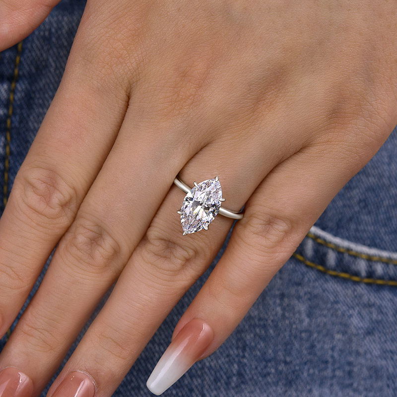 3.5Ct Fashion Marquise Cut Women's Engagement Ring In Sterling Silver-Sterling Silver-lornajewelry