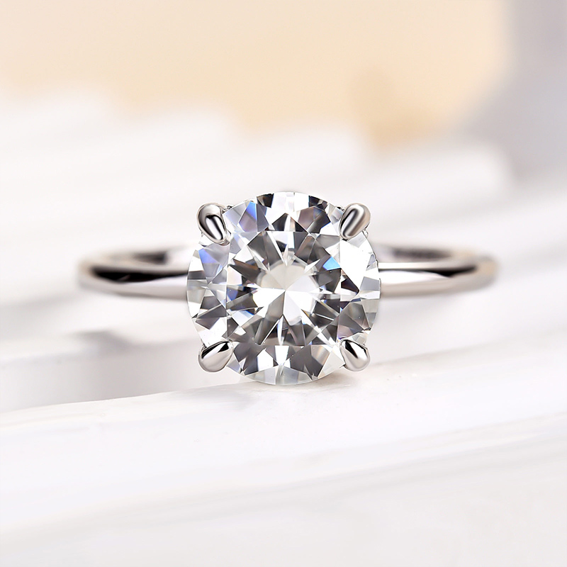 2Ct Moissanite Round Cut Promise Ring-Sterling Silver-lornajewelry