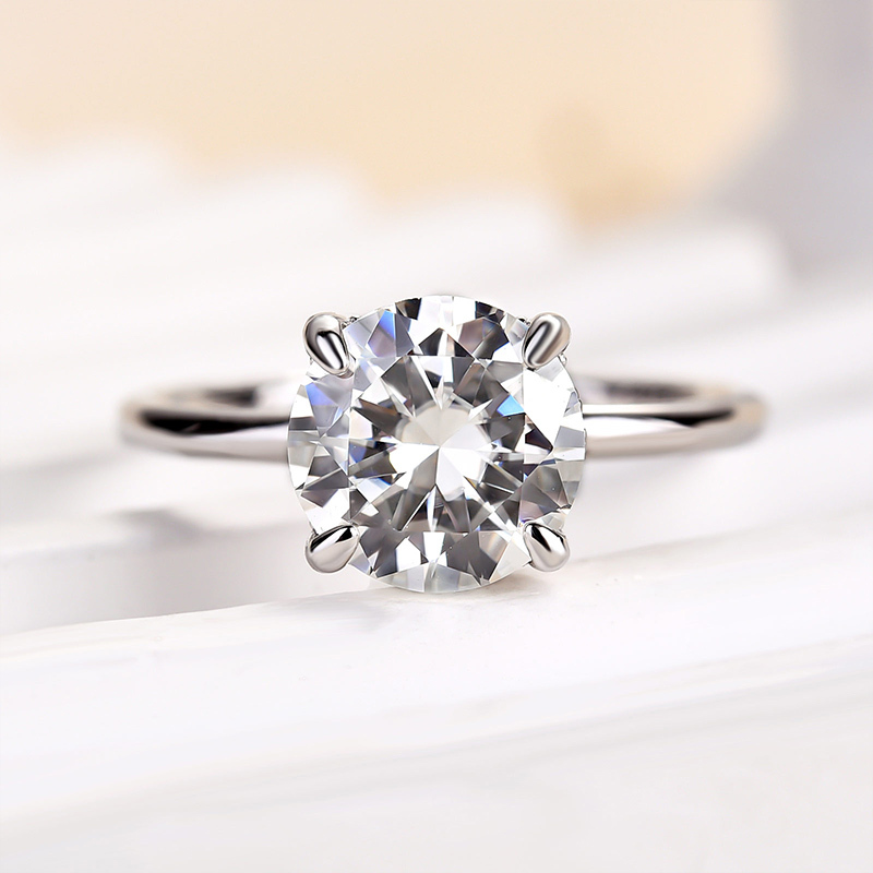 2Ct Moissanite Round Cut Promise Ring-Sterling Silver-lornajewelry