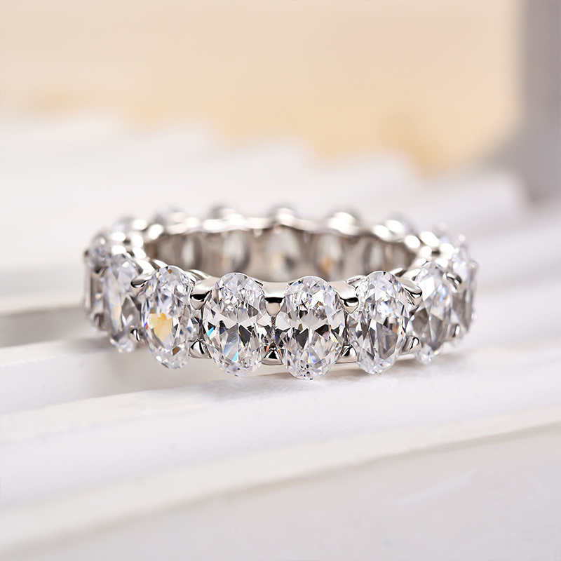 Eternity Oval Cut s Wedding Band-Sterling Silver-lornajewelry
