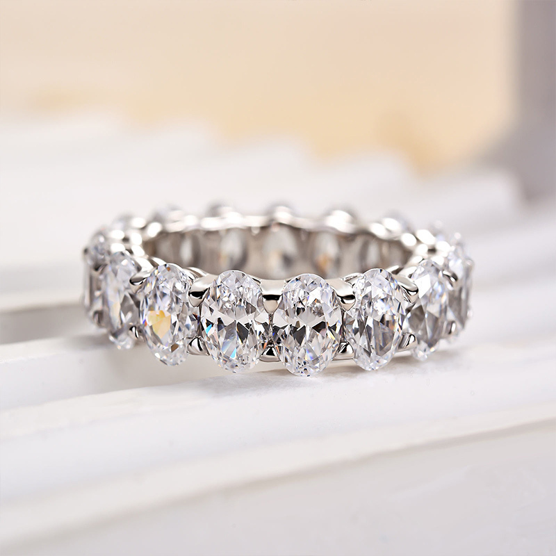 Eternity Oval Cut s Wedding Band-Sterling Silver-lornajewelry
