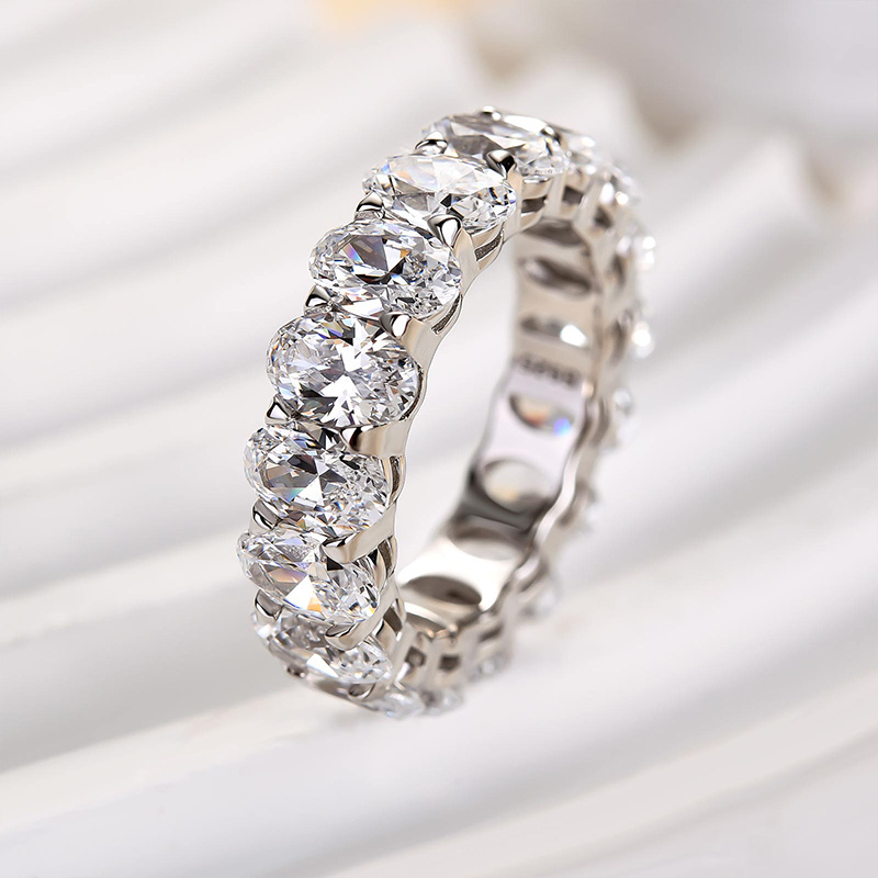 Eternity Oval Cut s Wedding Band-Sterling Silver-lornajewelry