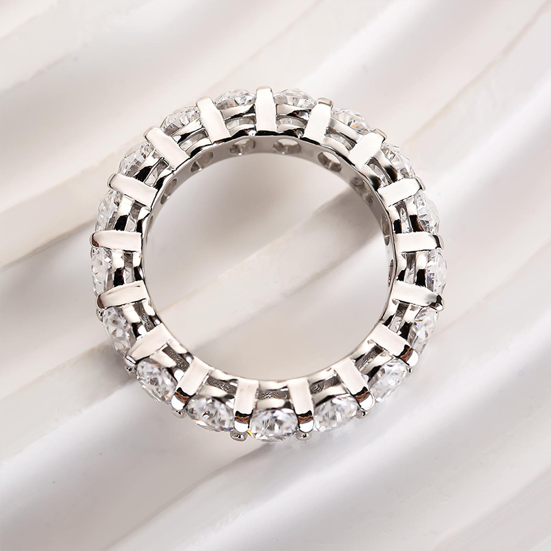 Eternity Oval Cut s Wedding Band-Sterling Silver-lornajewelry