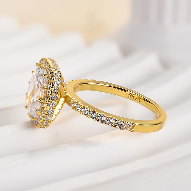 3Ct Elegant Halo Cushion Cut Engagement Ring In Sterling Silver-Sterling Silver-lornajewelry