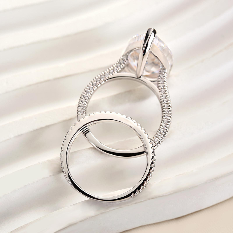 Excellent Crushed Ice Pear Cut Wedding set-Sterling Silver-lornajewelry