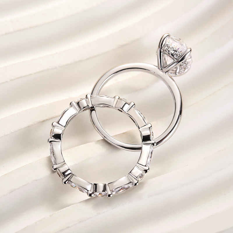 Timeless Oval Cut Wedding Ring Set For Women-Sterling Silver-lornajewelry