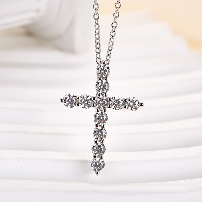 Sterling Silver Fashion Cross Pendant Necklace For Women-Sterling Silver-lornajewelry