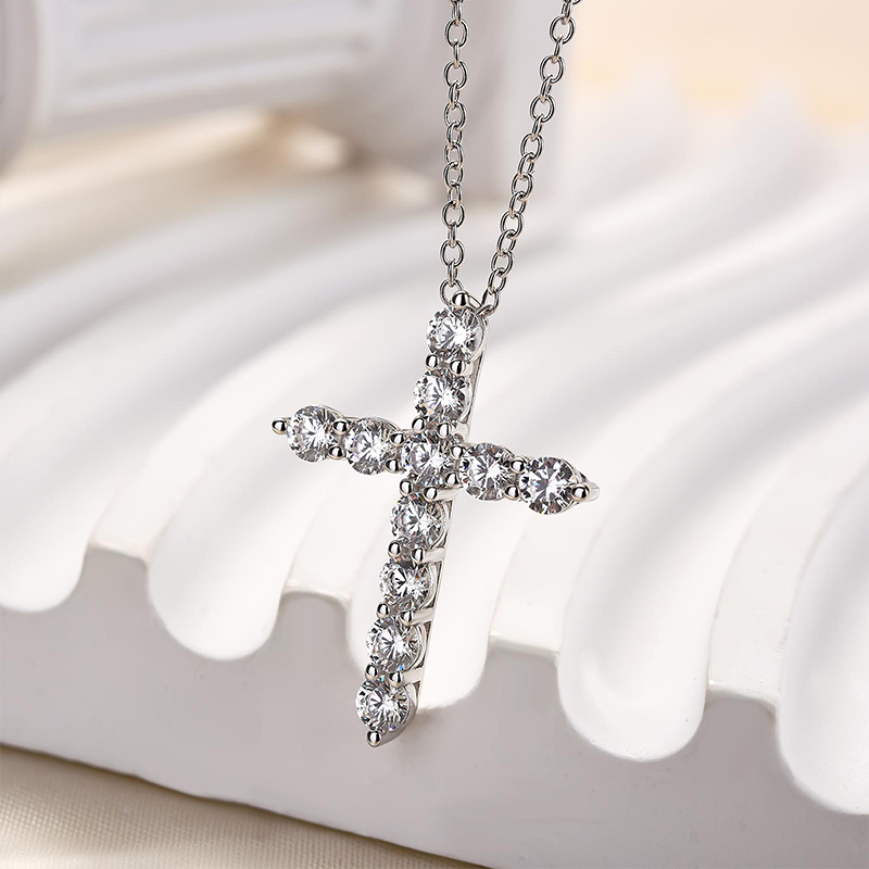 Sterling Silver Fashion Cross Pendant Necklace For Women-Sterling Silver-lornajewelry