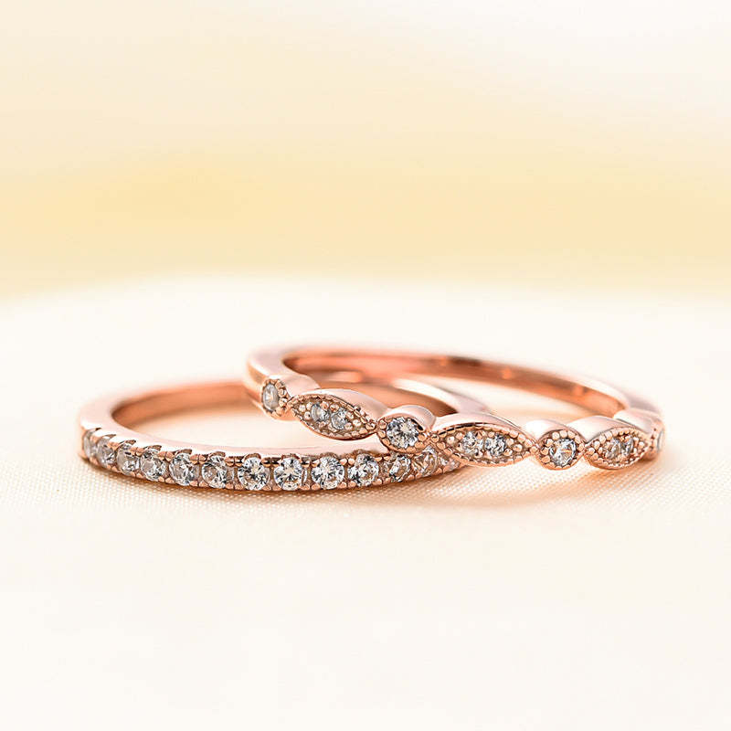 Halo Cushion Cut Champagne Stone 3PC Wedding Ring Set In Rose Gold-Sterling Silver-lornajewelry
