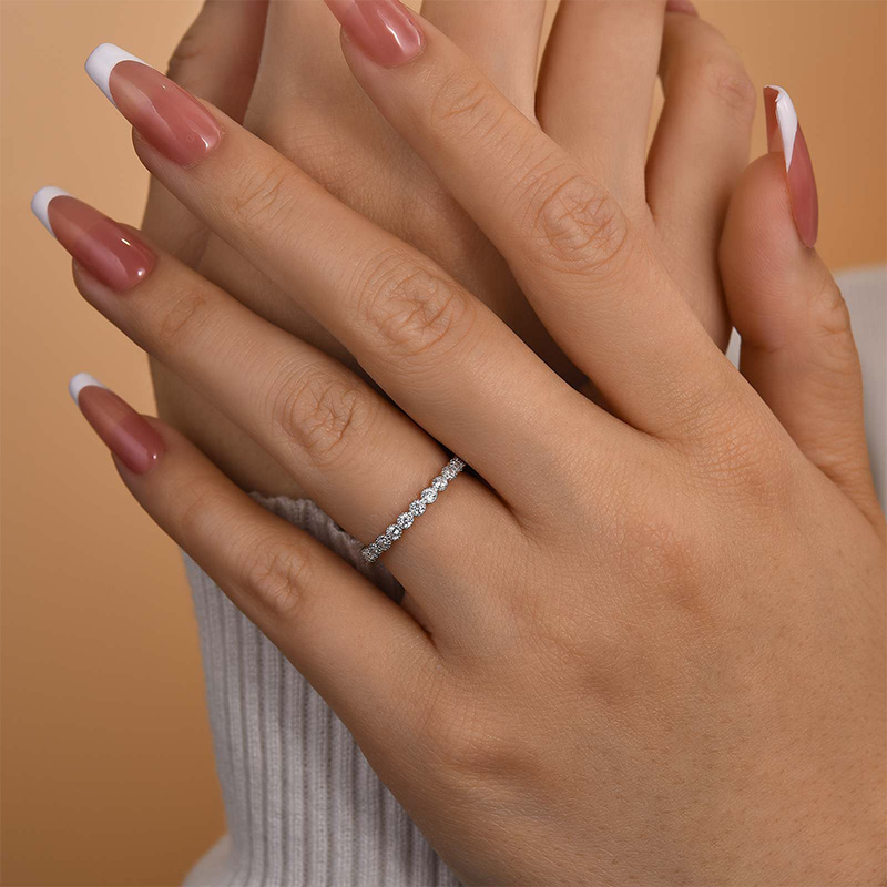 Vintage Pave Wedding Band In Sterling Silver-Sterling Silver-lornajewelry