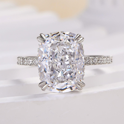 7.5Ct Noble Crushed Ice Cushion Cut Engagement Ring For Women In Sterling Silver-Sterling Silver-lornajewelry