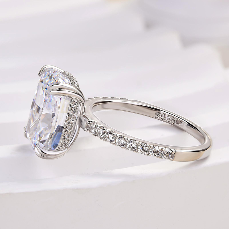 7.5Ct Noble Crushed Ice Cushion Cut Engagement Ring For Women In Sterling Silver-Sterling Silver-lornajewelry