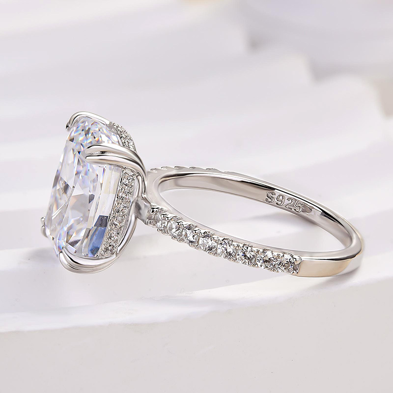 7.5Ct Noble Crushed Ice Cushion Cut Engagement Ring For Women In Sterling Silver-Sterling Silver-lornajewelry