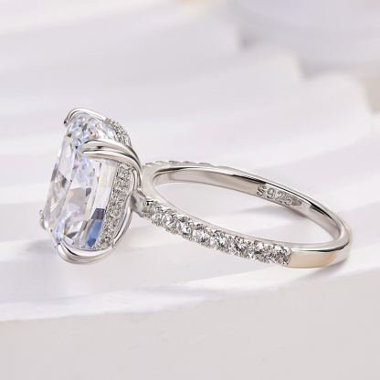 7.5Ct Noble Crushed Ice Cushion Cut Engagement Ring For Women In Sterling Silver-Sterling Silver-lornajewelry