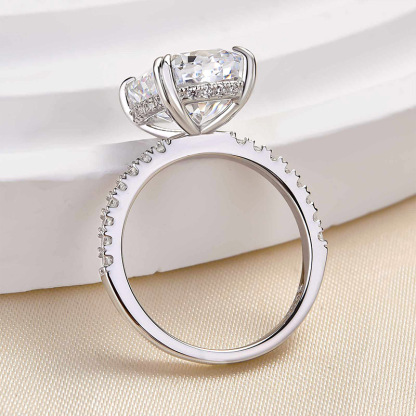 7.5Ct Noble Crushed Ice Cushion Cut Engagement Ring For Women In Sterling Silver-Sterling Silver-lornajewelry