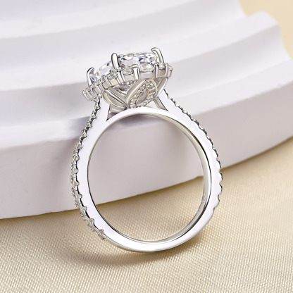 3Ct Temperamental Halo Radiant Cut  Engagement Ring-Sterling Silver-lornajewelry