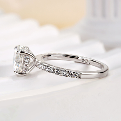 2Ct Classic Moissanite Round Cut Promise Ring-Sterling Silver-lornajewelry