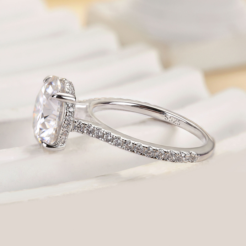 4Ct Classic Moissanite Round Cut Engagement Ring-Sterling Silver-lornajewelry