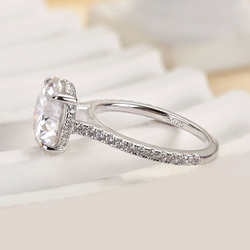 4Ct Classic Moissanite Round Cut Engagement Ring-Sterling Silver-lornajewelry