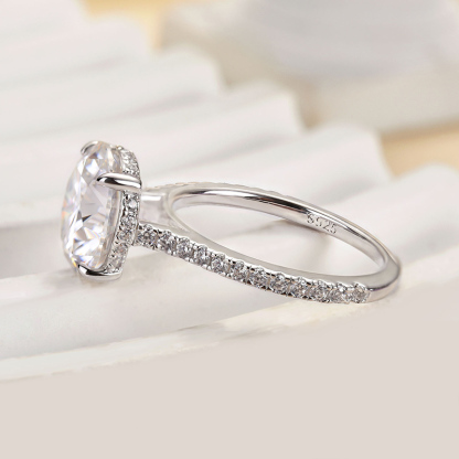 4Ct Classic Moissanite Round Cut Engagement Ring-Sterling Silver-lornajewelry