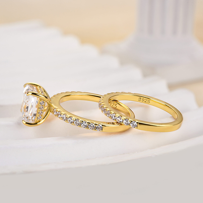 Elegant Princess Cut Wedding Ring Set For Women In Sterling Silver-Sterling Silver-lornajewelry