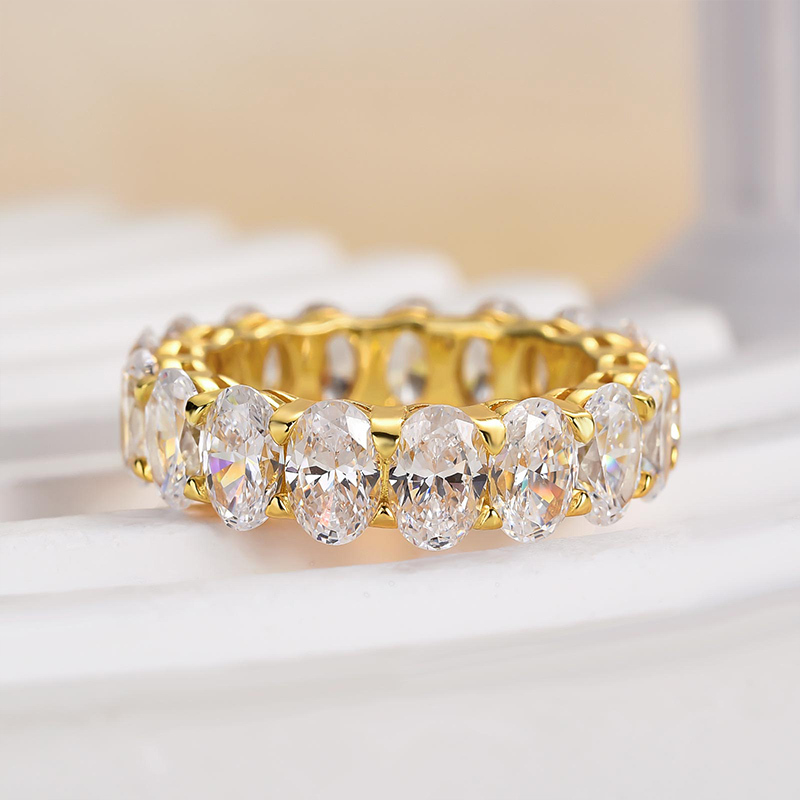 Eternity Oval Cut s Wedding Band-Sterling Silver-lornajewelry