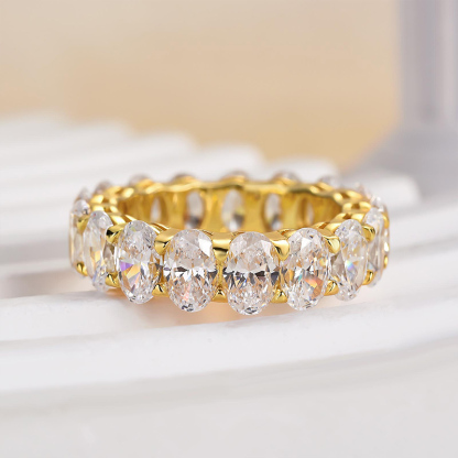 Eternity Oval Cut s Wedding Band-Sterling Silver-lornajewelry