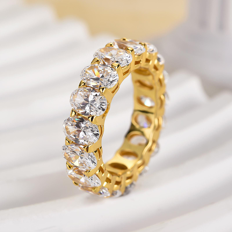 Eternity Oval Cut s Wedding Band-Sterling Silver-lornajewelry