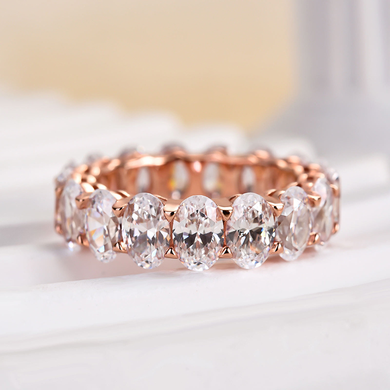 Eternity Oval Cut s Wedding Band-Sterling Silver-lornajewelry