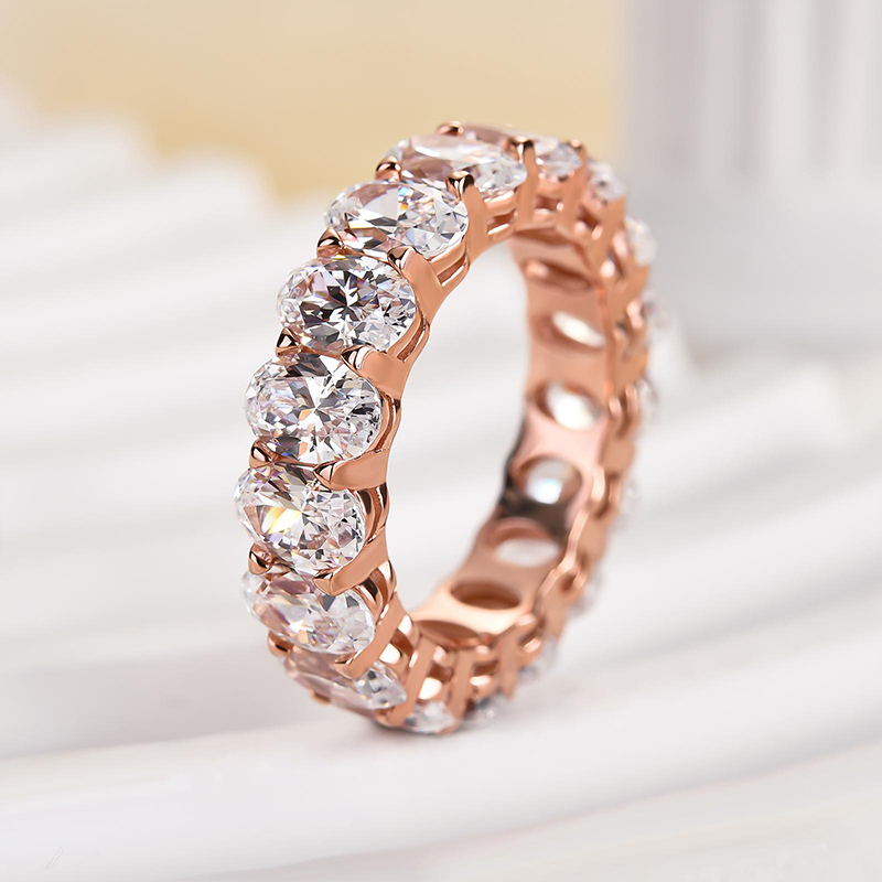 Eternity Oval Cut s Wedding Band-Sterling Silver-lornajewelry