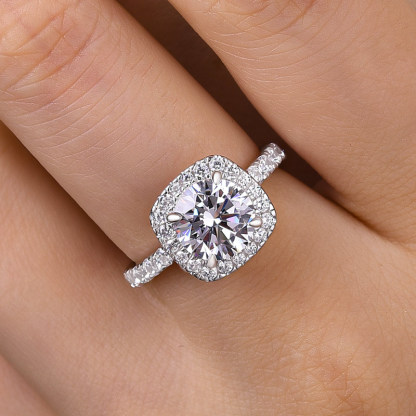 2Ct Stunning Halo Round Cut  Engagement Ring In Sterling Silver-Sterling Silver-lornajewelry