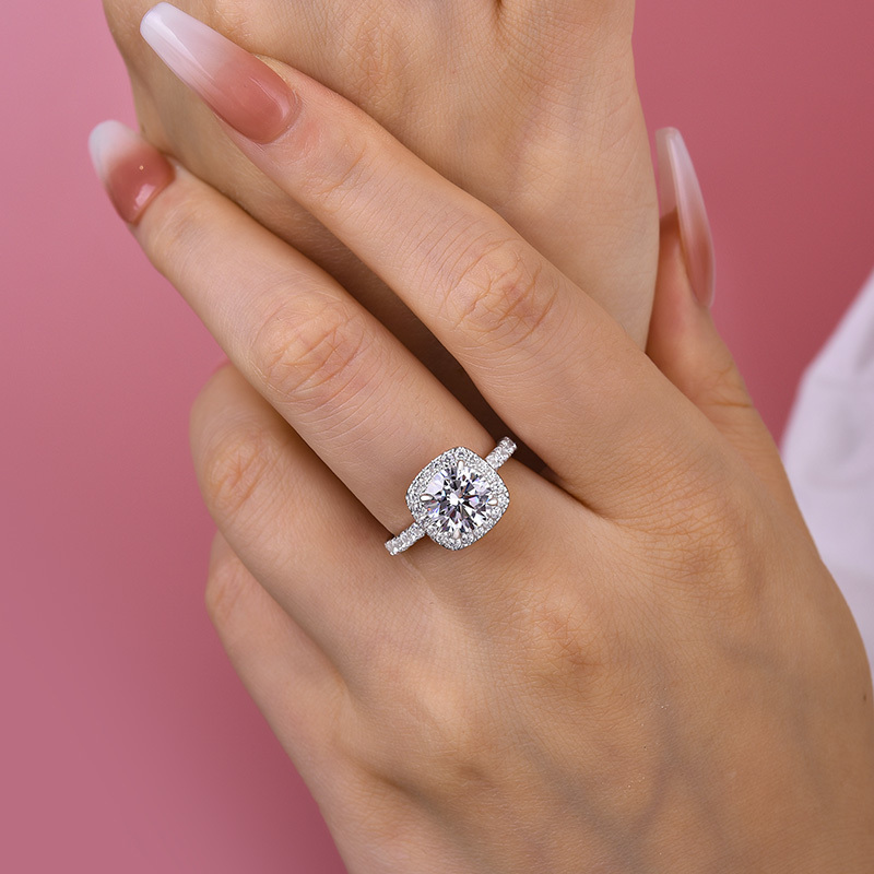 2Ct Stunning Halo Round Cut  Engagement Ring In Sterling Silver-Sterling Silver-lornajewelry