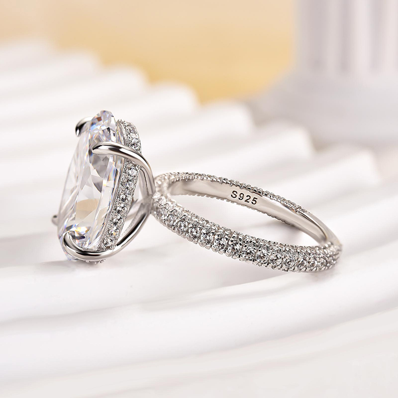 8Ct Excellent Oval Cut  Engagement Ring-Sterling Silver-lornajewelry